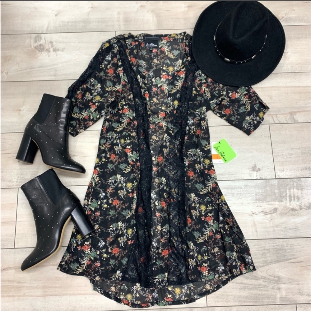Sam Edelman Chiffon Floral Lace Robe, NWT